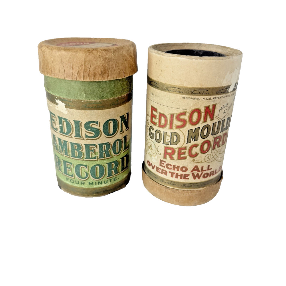 Edison Amberol Record 4 min Cylinder "My Uncle's Farm" Gold Moulded Set of 2
